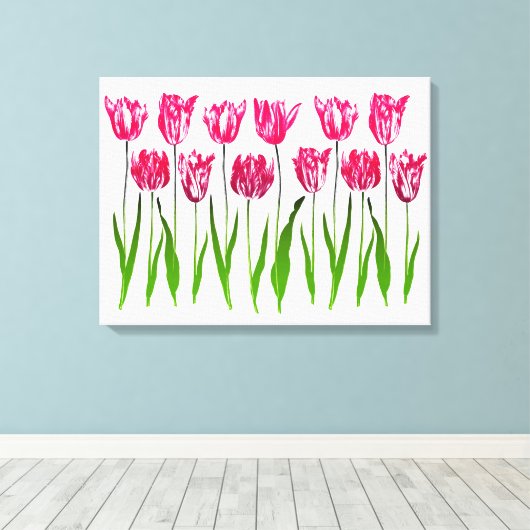 Tulip Garden Print in Fuchsia Pink en Green (Insitu (Houten vloer))