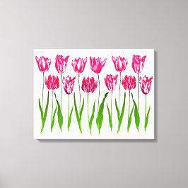Tulip Garden Print in Fuchsia Pink en Green
