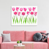 Tulip Garden Print in Fuchsia Pink en Green (Insitu (Woonkamer))