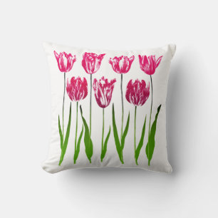 Tulip Garden Print in Fuchsia Pink en Green Kussen