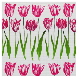 Tulip Garden Print in Fuchsia Pink en Green Stof