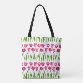 Tulip Garden Print in Fuchsia Pink en Green Tote Bag (Achterkant)