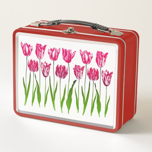 Tulip Garden Print in Shades of Fuchsia Pink en G (Voorkant)