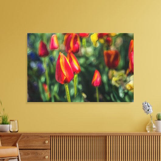 Tulip Garden Textured Canvas Afdruk (Insitu (Woonkamer))