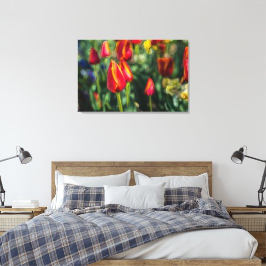 Tulip Garden Textured Canvas Afdruk (Insitu (Slaapkamer))