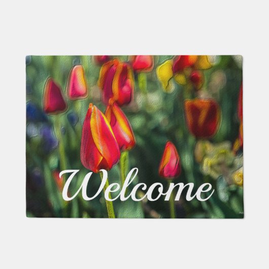 Tulip Garden Textured Welcome Doormat Deurmat (Voorkant)
