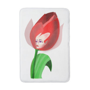 Tulip Girl Bath Mat - Your Color - Text