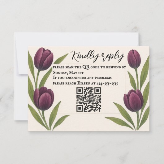Tulip Heirloom QR Code RSVP Card (Voorkant)