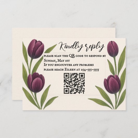Tulip Heirloom QR Code RSVP Card (Voorkant / Achterkant)
