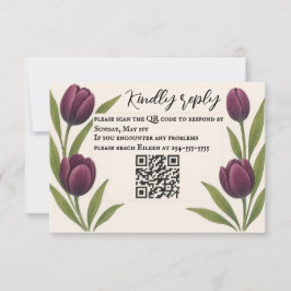 Tulip Heirloom QR Code RSVP Card Kaartje