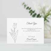 Tulip Line Art begrafenis dank u nota Kaart (Staand voorkant)