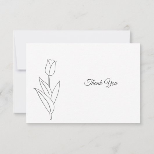 Tulip Line Art begrafenis dank u nota Kaart (Achterkant)