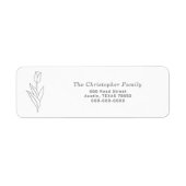 Tulip Line Art retour adreslabel Etiket (Voorkant)