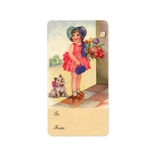  Tulip Meisje Cadeaulabels Etiket (Voorkant)