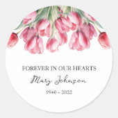 Tulip Memorial Funeral Classic Round Sticker (Voorkant)