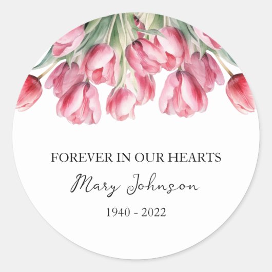 Tulip Memorial Funeral Classic Round Sticker (Voorkant)