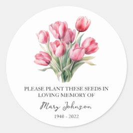 Tulip Memorial Funeral Seed Packet Ronde Sticker