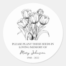 Tulip Memorial Funeral Seed Packet Ronde Sticker