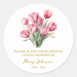 Tulip Memorial Funeral Seed Packet Ronde Sticker
