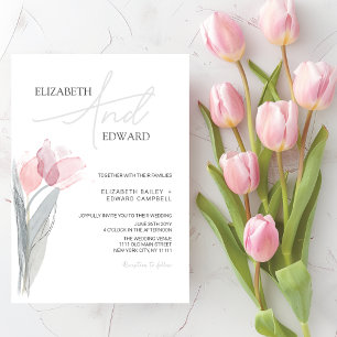 Tulip Modern Minimalist Elegant Typography Wedding Kaart