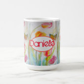 Tulip Oranje rode vrouwen noemen Waterverf Art Mok (Center)