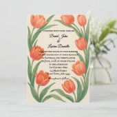 Tulip Paradise Photo Wedding Invitation Kaart (Staand voorkant)