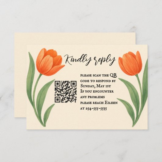 Tulip Paradise QR Code RSVP Card (Voorkant / Achterkant)