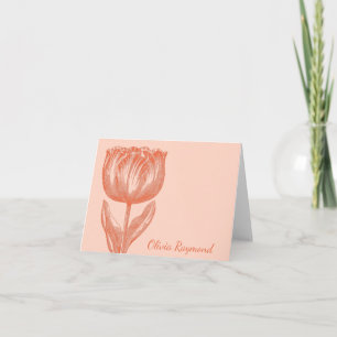 Tulip Peach Bloem Gepersonaliseerde Naam Notitiekaartje
