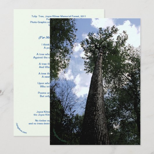 Tulip Poplar/Joyce Kilmer gedicht Trees Card Save The Date (Voorkant / Achterkant)