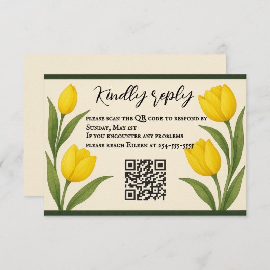 Tulip Reverie QR Code RSVP Card (Voorkant / Achterkant)