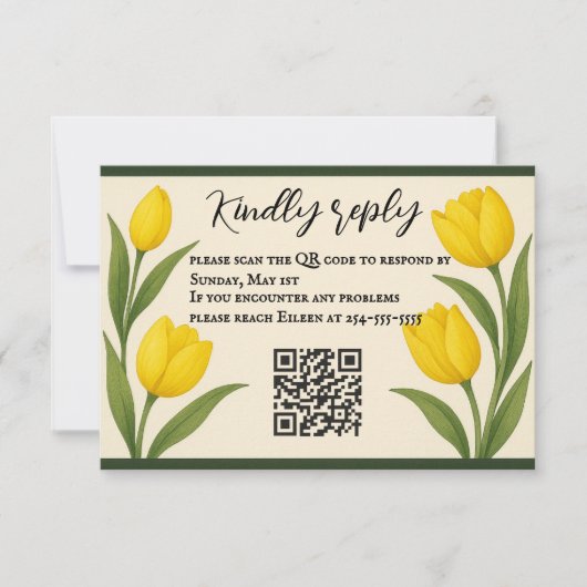Tulip Reverie QR Code RSVP Card Kaartje (Voorkant)