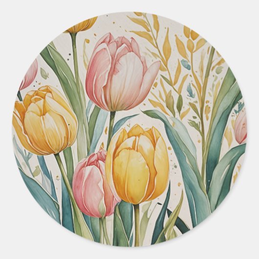 Tulip Reverie Ronde Sticker (Voorkant)