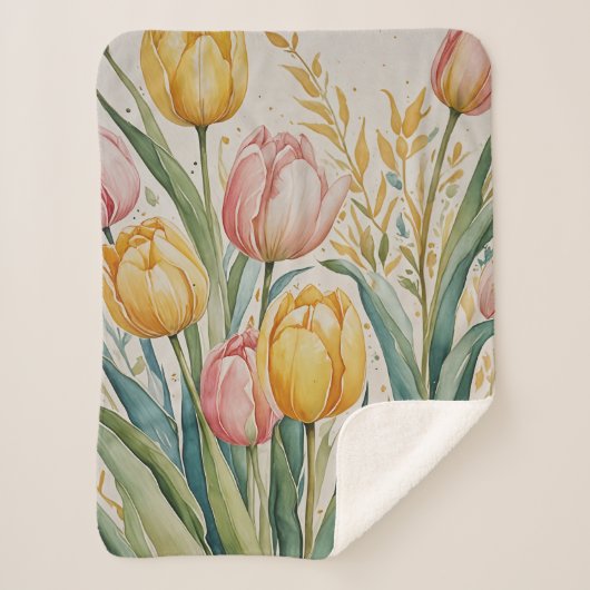 Tulip Reverie Sherpa Deken (Voorkant)