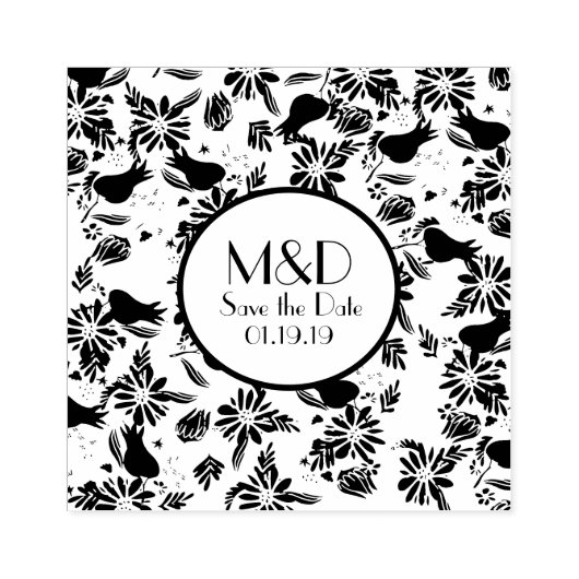 Tulip Roos Tuin Bewaar de datum Bruiloft Initiaal Rubberstempel (Afrduk)