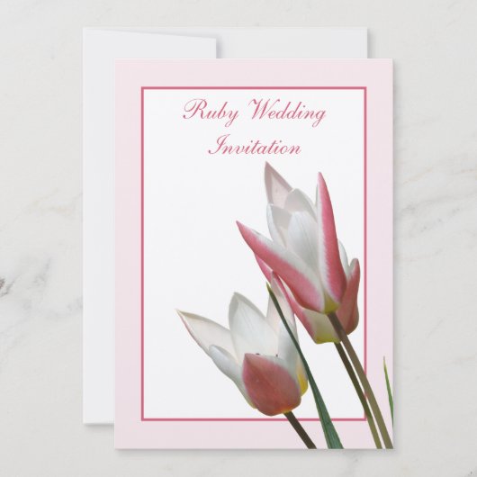 Tulip Ruby Huwelijksverjaardagsuitnodiging Kaart (Voorkant)