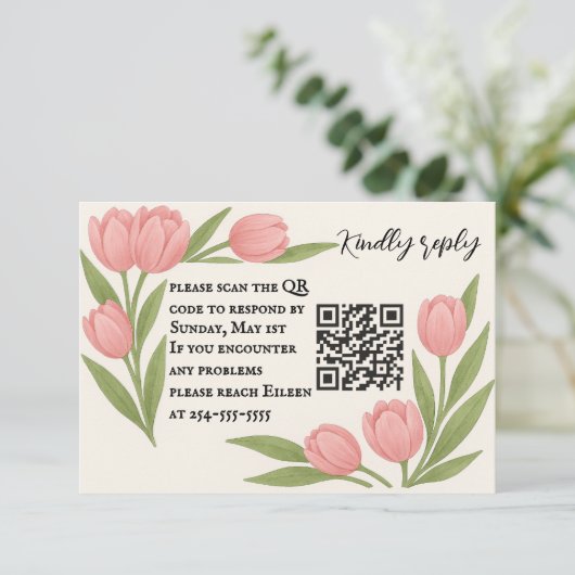 Tulip Samen QR Code RSVP Kaart (Staand voorkant)