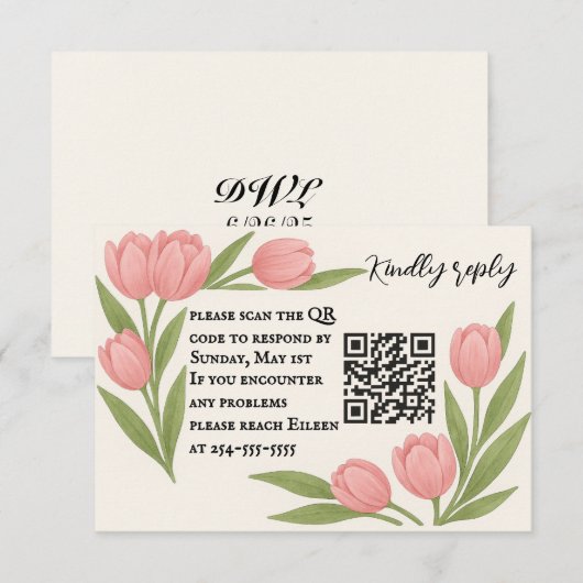 Tulip Samen QR Code RSVP Kaart (Voorkant / Achterkant)