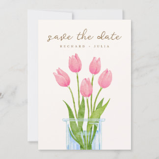 TULIP Save The Date Uitnodiging / Waterverf Bloeme