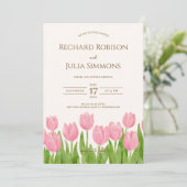 TULIP Save The Date Uitnodiging / Waterverf Bloems (Staand voorkant)