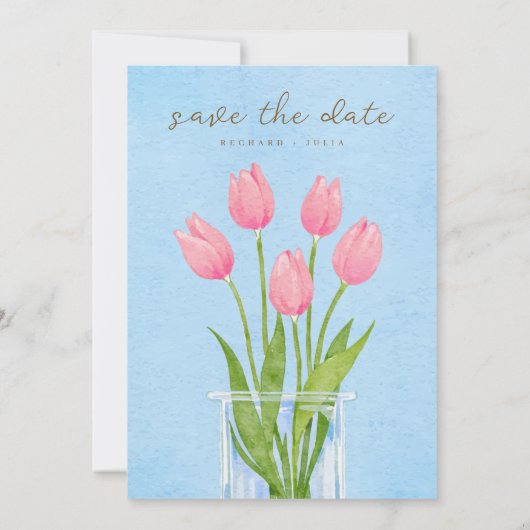 TULIP Save The Date Uitnodiging / Waterverf Bloems (Achterkant)
