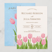 TULIP Save The Date Uitnodiging / Waterverf Bloems (Voorkant / Achterkant)