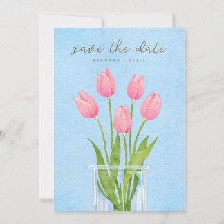 TULIP Save The Date Uitnodiging / Waterverf Bloems