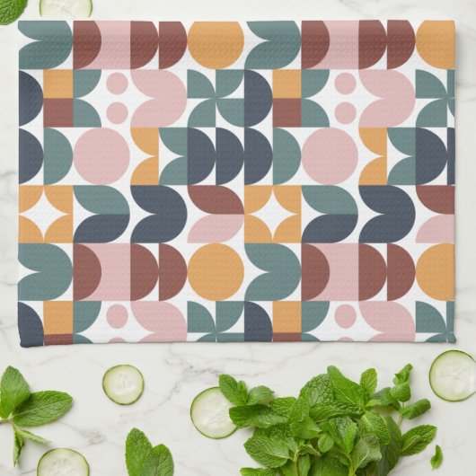 Tulip Scandinavian Modern Geometric Pattern Theedoek (Gevouwen)