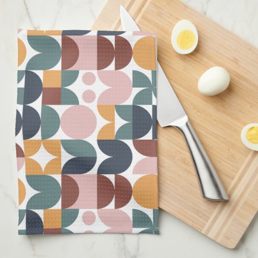 Tulip Scandinavian Modern Geometric Pattern Theedoek (Quarter Fold)
