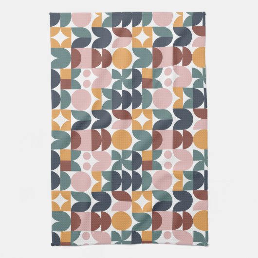 Tulip Scandinavian Modern Geometric Pattern Theedoek (Verticaal)