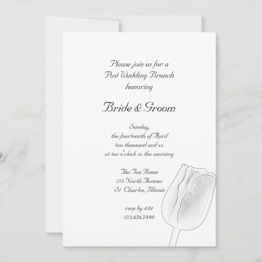 Tulip Schets Lente Bruiloft Brunch Uitnodiging (Voorkant)