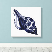 Tulip Seashell in blauw Canvas Afdruk (Insitu (Houten vloer))