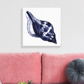 Tulip Seashell in blauw Canvas Afdruk (Insitu (Woonkamer))