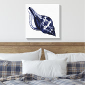 Tulip Seashell in blauw Canvas Afdruk (Insitu (Slaapkamer))