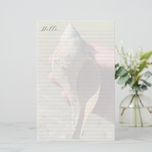 Tulip Shell Ocean Background Lined Writing Paper Briefpapier (Staand voorkant)